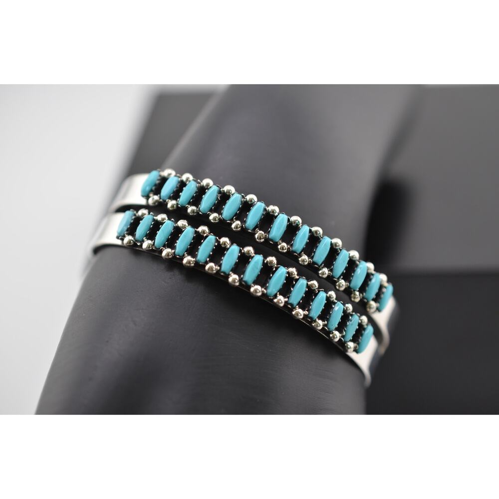 Native America Zuni Sterling Silver Turquoise Bra… - image 1